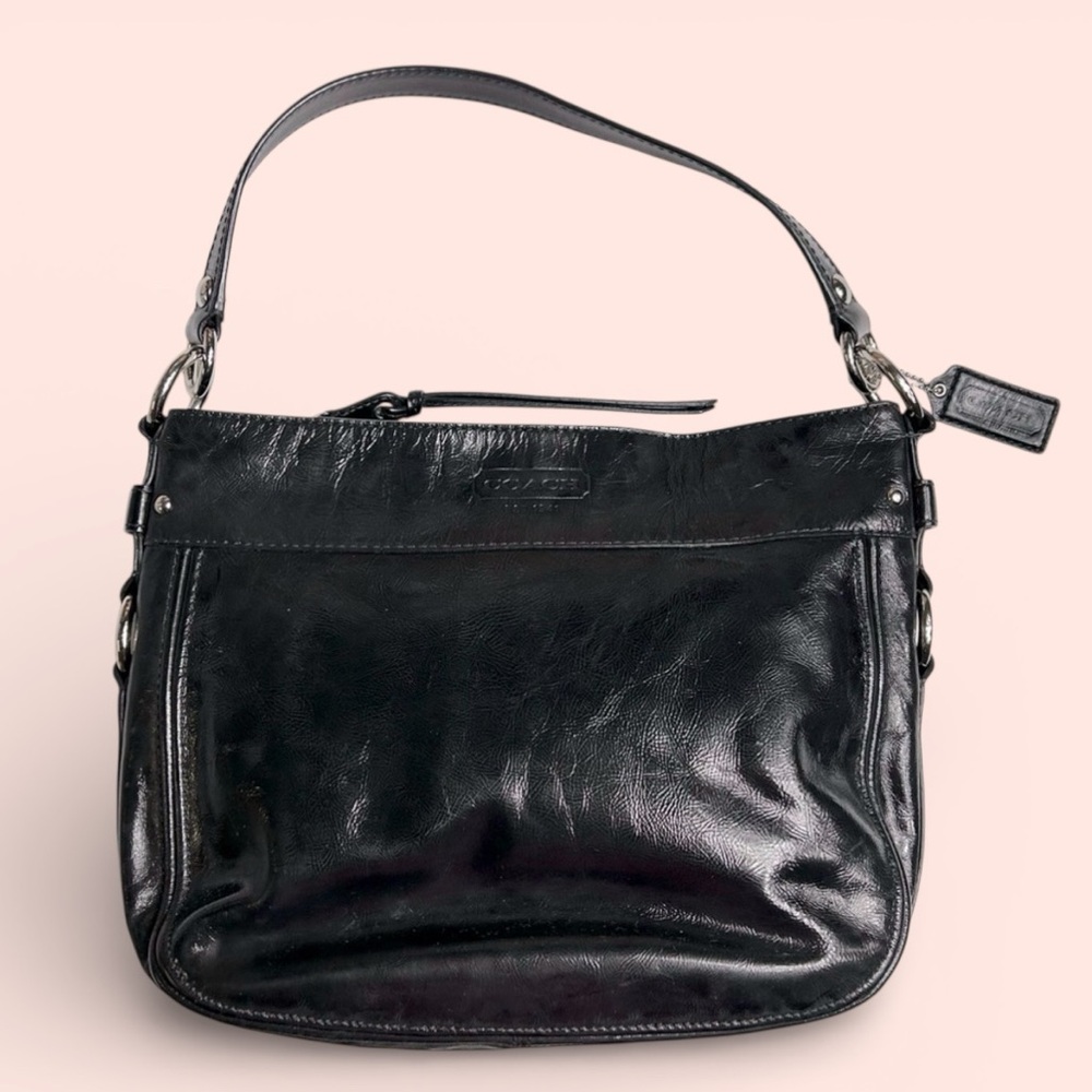Vintage Coach Zoe Black Leather Shoulder Bag Purse | Model: F1082-F15478